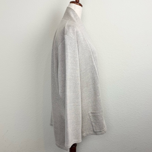 Eileen Fisher Tan Linen Cotton Blend Open Front Cardigan Plus Size 2X - Picture 5 of 12